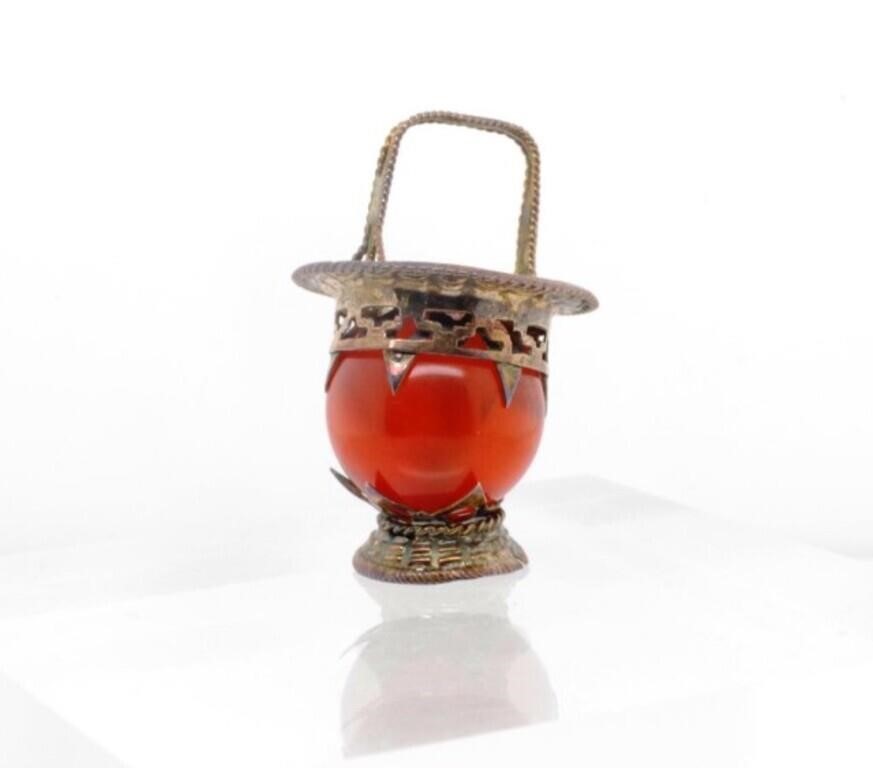 Vinatge Chinese carnelian & rose gold pendant