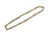 Modernist 9ct yellow gold bar link chain necklace