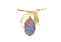 Australian Modernist opal doublet & 18ct gold