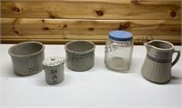 Vintage Crocks, Pitcher, & Glass Jar