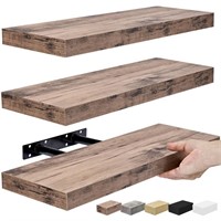 Sorbus Floating Shelves for Wall - Set of 3 Rustic