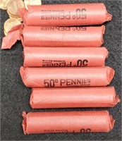 (6) Rolls BU 1968-D Lincoln Cents