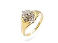 Diamond navette 18ct yellow gold ring