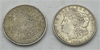 (KK) 2 Silver Morgan Dollar Coins 1921d & 1921