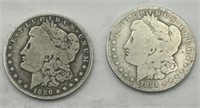 (KK) 2 Silver Morgan Dollar Coins 1886o & 1881o
