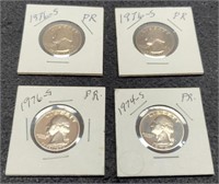 (4) Proof Quarters: 1974-S, 3-76-S