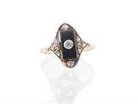 Art Deco W. spinel, onyx & gold ring