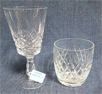 1 WATERFORD CRYSTAL WINE GLASS & 1 WHISKEY GLASS