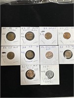 Large lot (10) of Pennies early 1900’s.