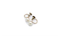 6mm Pearl & 9ct yellow gold screw back clips