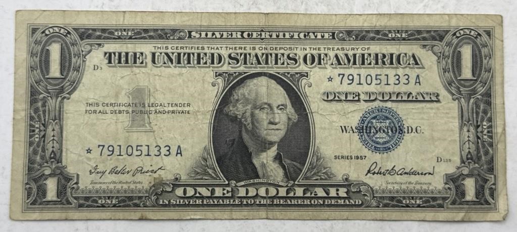 (N) 1957 $1 Silver Certificate Blue Seal Star Note