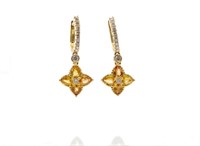 Diamond & citrine set 18ct yellow gold earrings