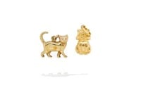 Two yellow gold cat charms
