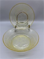 Florentine Yellow Depression Glass Serving Bowls