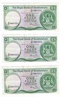 Scotland 1 Pound x 3 Consecutive XF 1986 .SC2