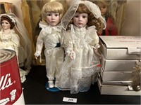 Pair Of Matching Unmarked Dolls 18" H