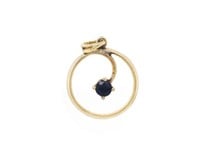 Sapphire set 14ct yellow gold pendant