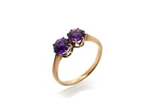 Antique two stone amethyst & yellow gold ring