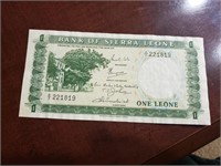 SIERRA LEONE 1 LEONE 1st BANK NOTE TDLR MONEY