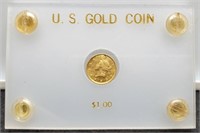 1851 $1 Gold Liberty w/ Filled Drill Hole