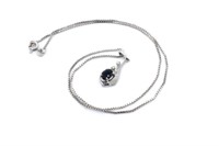 Sapphire & diamond set 8ct white gold pendant &