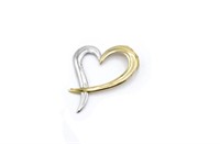 Two colour 9ct gold open heart pendant