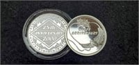 (2) 1 Troy Oz. Silver Rounds "Anniversary"