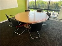 7' Circular Conference Table w/ 6 Chairs