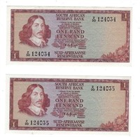 South Africa 1 Rand REPLACEMENT UNC  x2 Conse..RS1