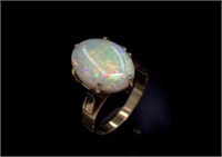 Australian opal & 9ct rose gold cocktail ring