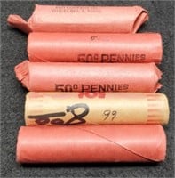 (5) Rolls Unc. Lincoln Cents: