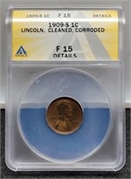 1909-S Slab Lincoln Cent  ANACS F15