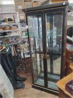 Black & Gold Lighted Display Cabinet w/3 Glass