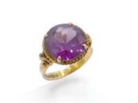 Vintage synthetic sapphire & 14ct yellow gold ring