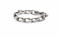Large silver twist oval chain bracelet