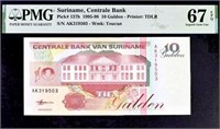 Suriname 10 Gulden 1995-98 PMG 67 EPQ.S6AA