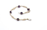 Caged amethyst & 9ct yellow gold bracelet