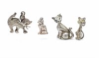 Three silver Cat charms