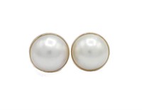 16mm Mabe pearl & 14ct rose gold earrings