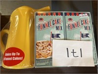 Funnel cake mix and container