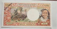 Tahiti 1000 Francs ND1971 SPECIMEN #0113 UNC.TA3