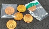 (6) Dollar Size Copper Comm. Tokens