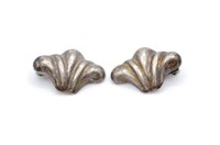 Mid C. Mexican Modernist silver ear clips