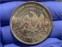 1986 Liberty Silver Co 1-ozt .999 silver round