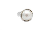 Mabe pearl set sterling silver ring