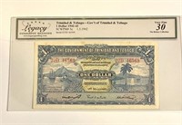 Trinidad &Tobago One Dollar Legacy 30 1942-43.TZ50