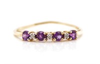 Amethyst and diamond 10ct yellow gold ring