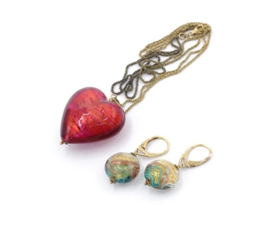 Murano glass pendant & earrings