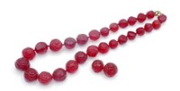 Faux cherry amber style necklace& clip earring set