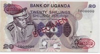 Uganda Specimen 20 Shillings 1973 aUNC.Ug1
